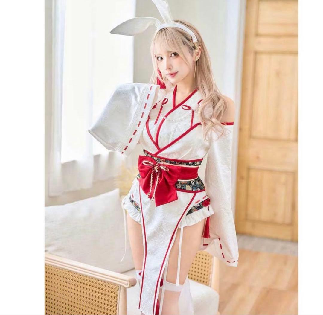 巫女 コスプレ ロングスリット巫女バニー Malymoon マリームーン 即日発送】ロングスリット巫女バニー《オリジナルコスプレ9点セット