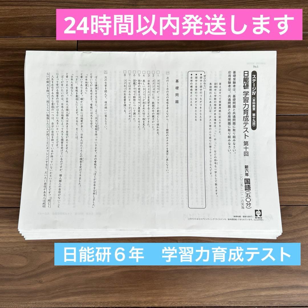 日能研　新6年　学習力育成テスト18回分