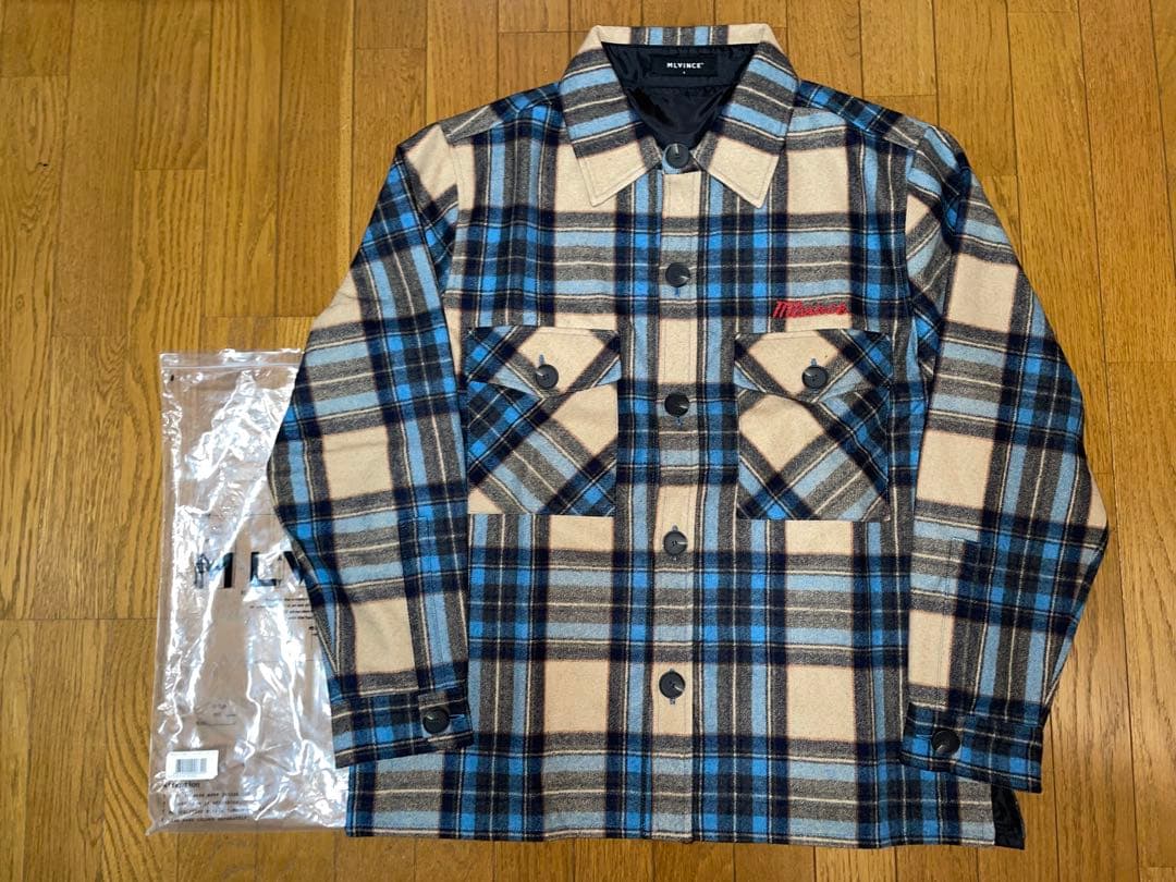 MLVINCE wool check jacket BLUE Lサイズ