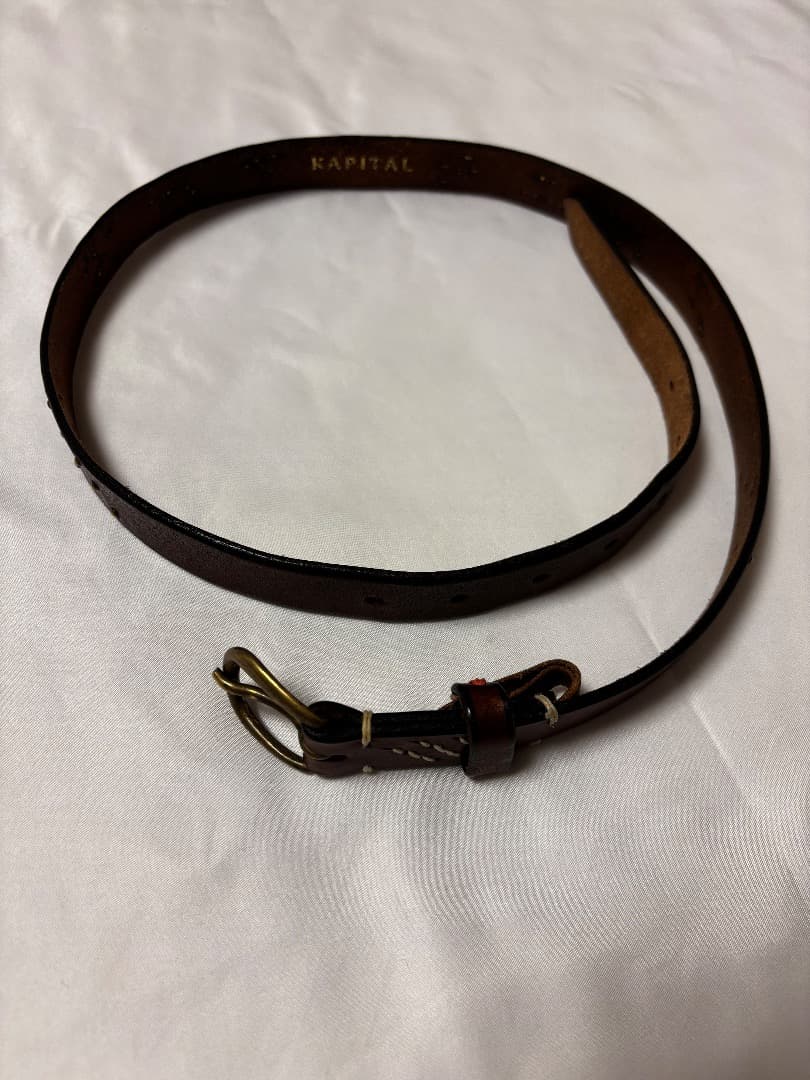 KAPITAL ブラウンレザーベルト スタッズ付き