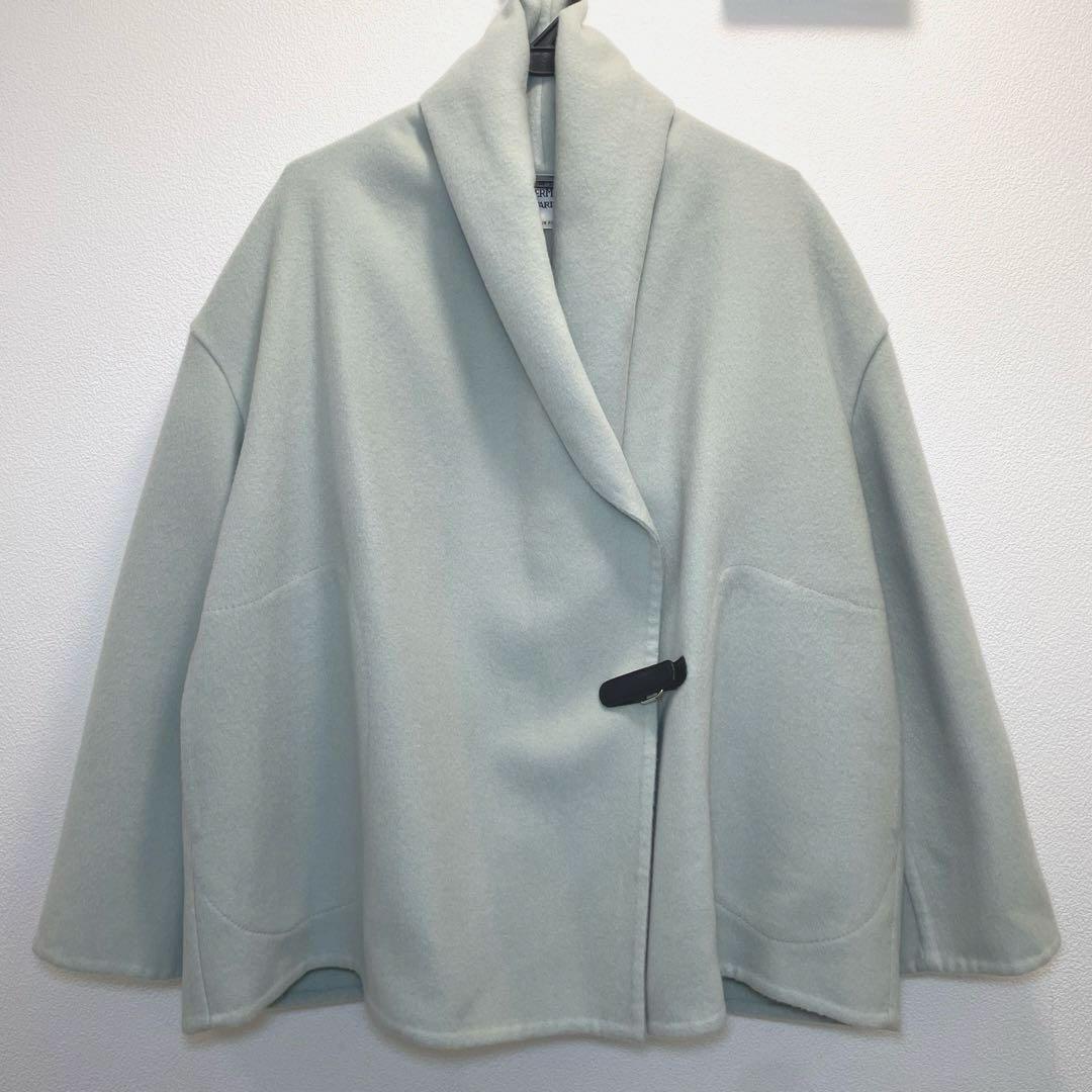 エルメス　レザーベルト　くすみ系グリーングレー　ダブルフェイス　カシミヤコート