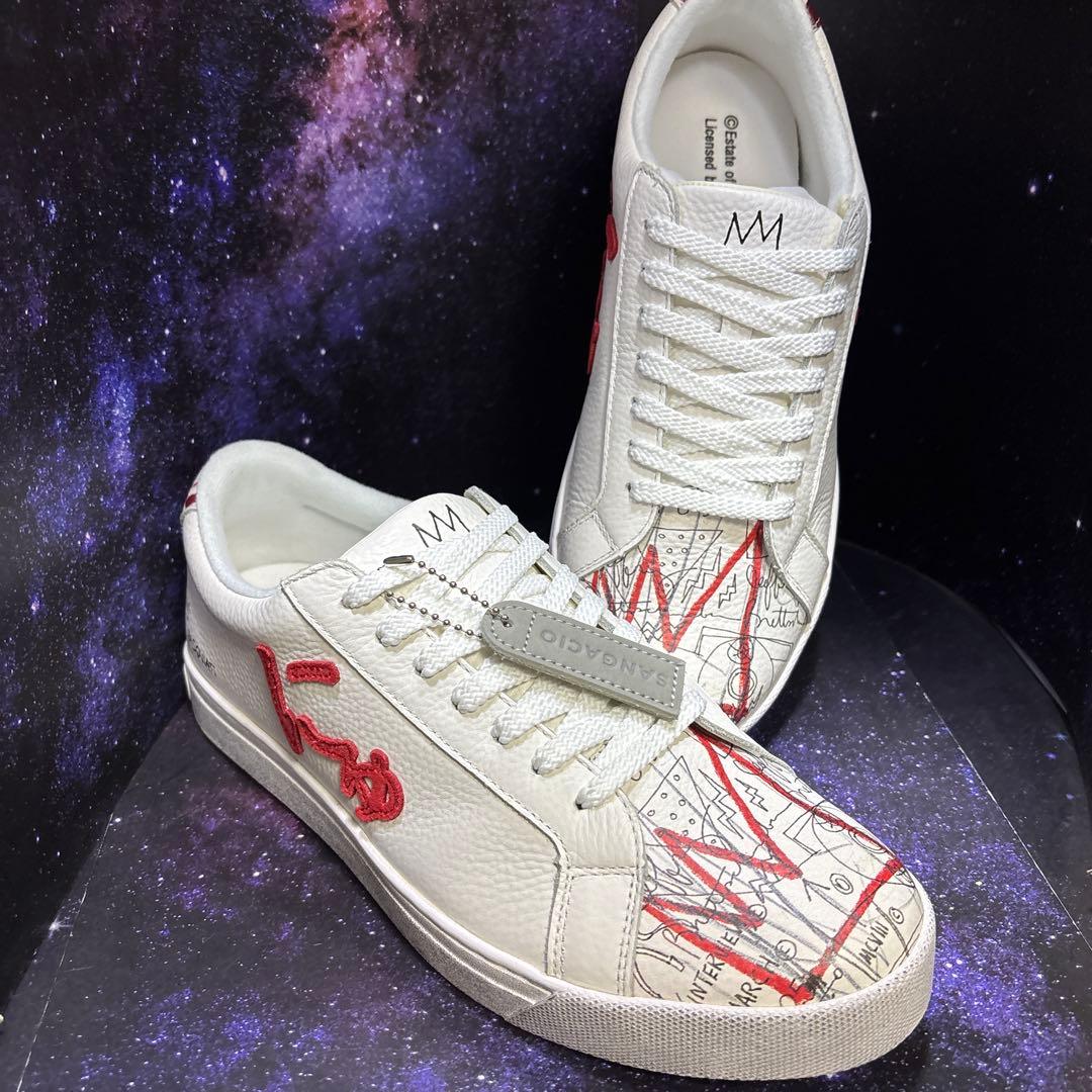 にゅ × バスキア☆限定コラボスニーカー☆ホワイト/レッド☆26.5cm