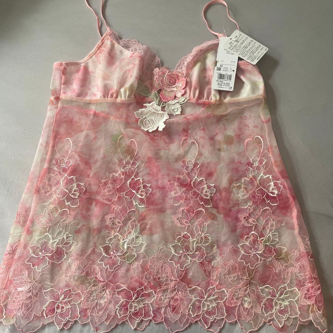 サルート　06 ピンク 花柄刺繍 キャミソール M
