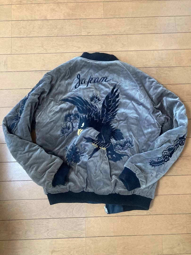 【希少】tt15175 グレー別珍 テーラー東洋 別珍 スカジャン Mサイズ