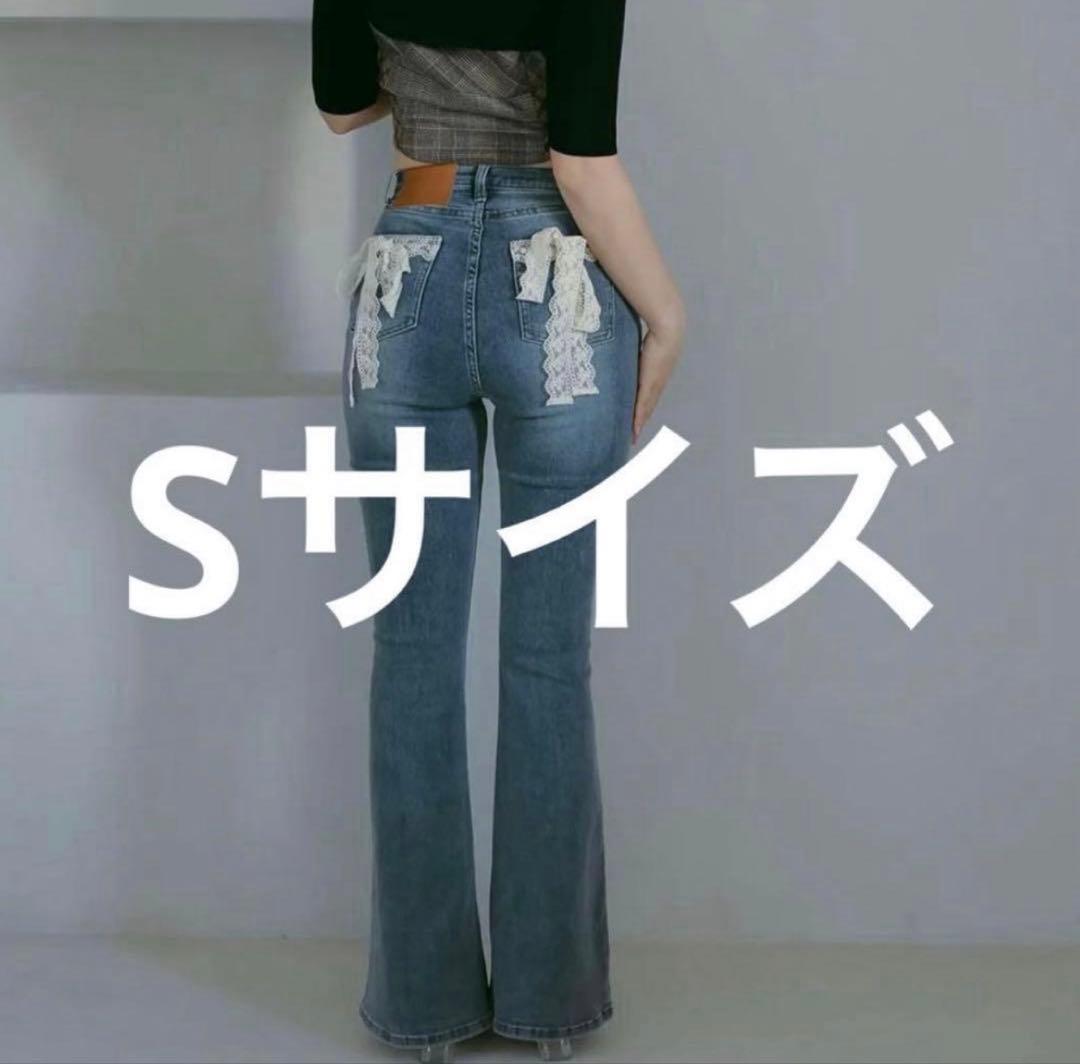 andmary Lacey ribbon heart hip denim - メルカリ