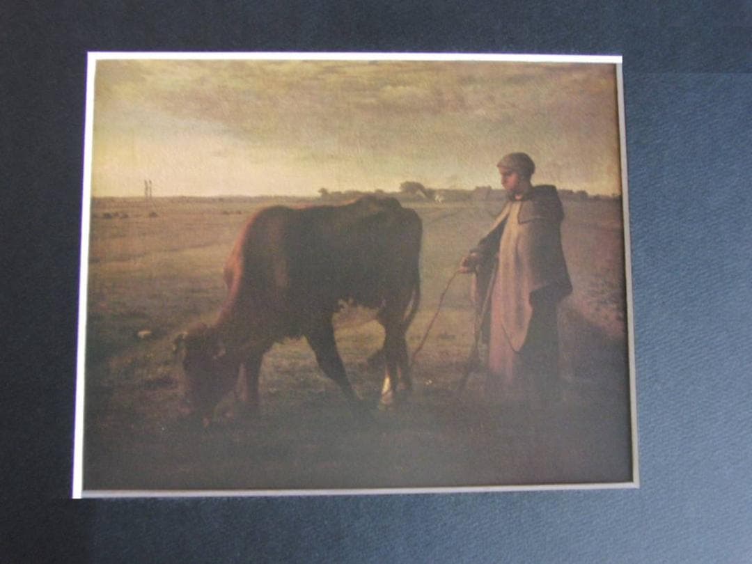 ジャン＝フランソワ・ミレー、【牛と農婦】、希少な額装用画集より、状態良好
