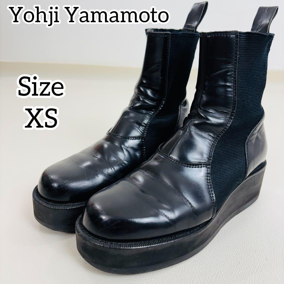 2734　MILO　ヨウジヤマモト　サイドゴアブーツ 厚底ブーツ　ブラック yohji yamamoto - MAT SMOOTH LEATHER ZIP BIKER BOOTS （BLACK