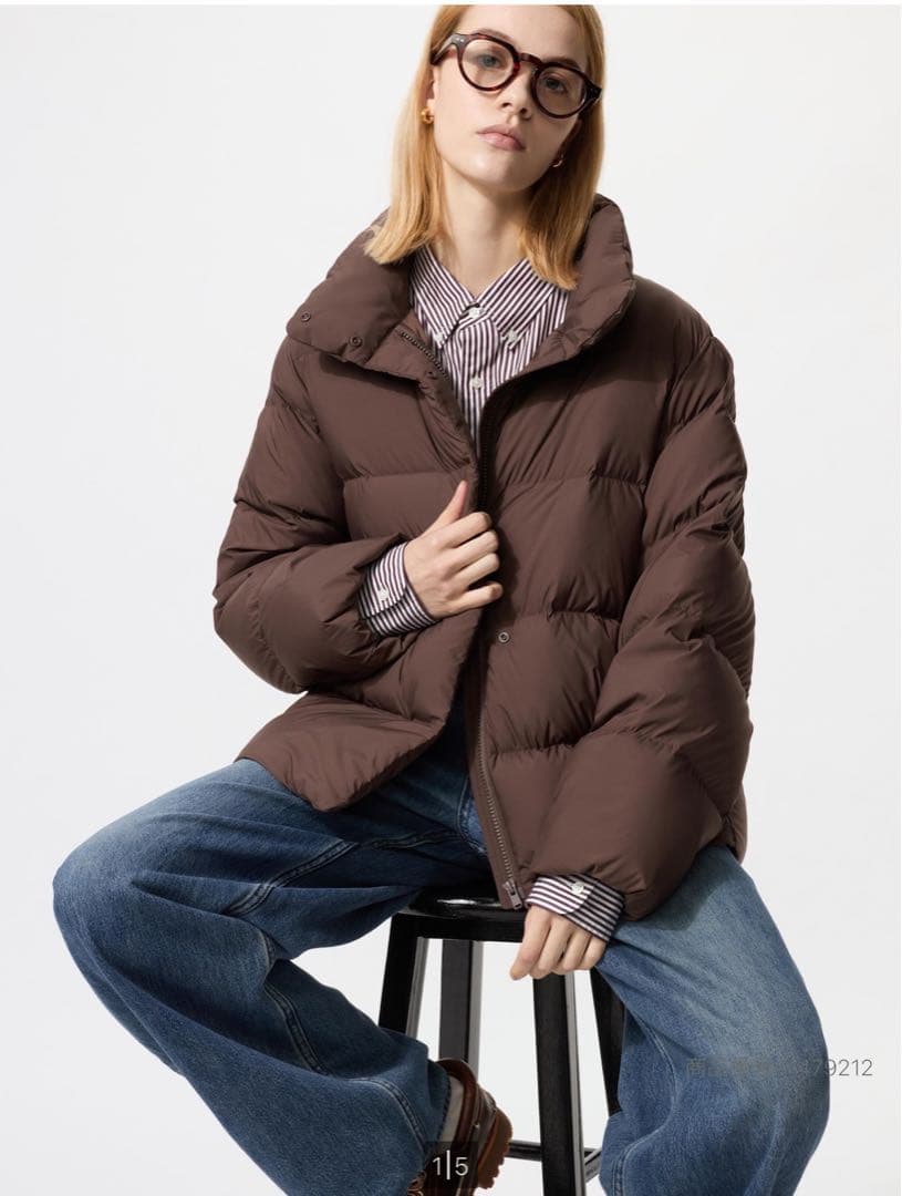 未使用品！！ユニクロ⭐︎パウダーソフトダウンジャケット　M ブラウン