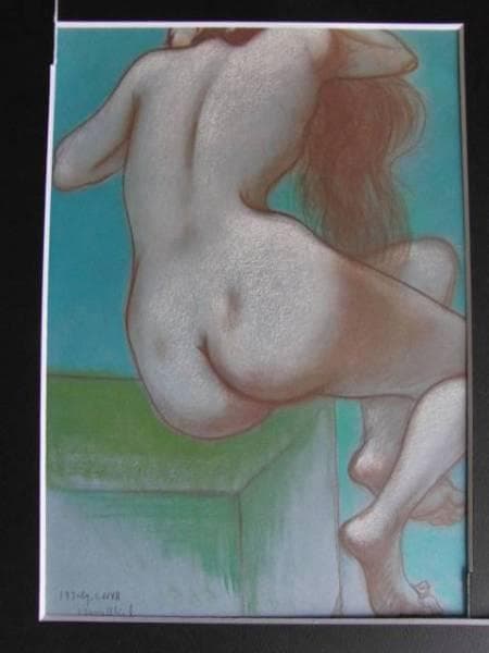 古沢　岩美、向こうむき、希少な額装用画集より、新品額装付、状態良好