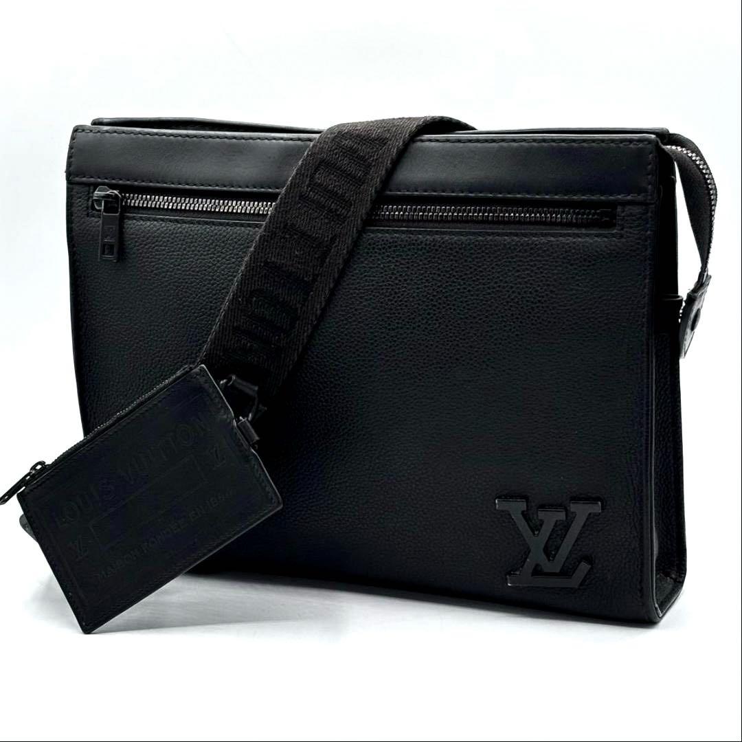 鑑定済 ルイヴィトン メッセンジャー 黒 アエログラム ショルダー ポーチ付