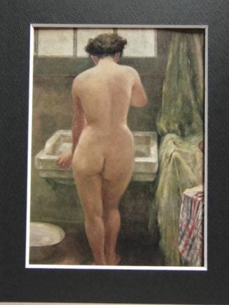 鬼頭　鍋三郎、浴後、希少な画集より、新品高級額装付、版上サイン入り