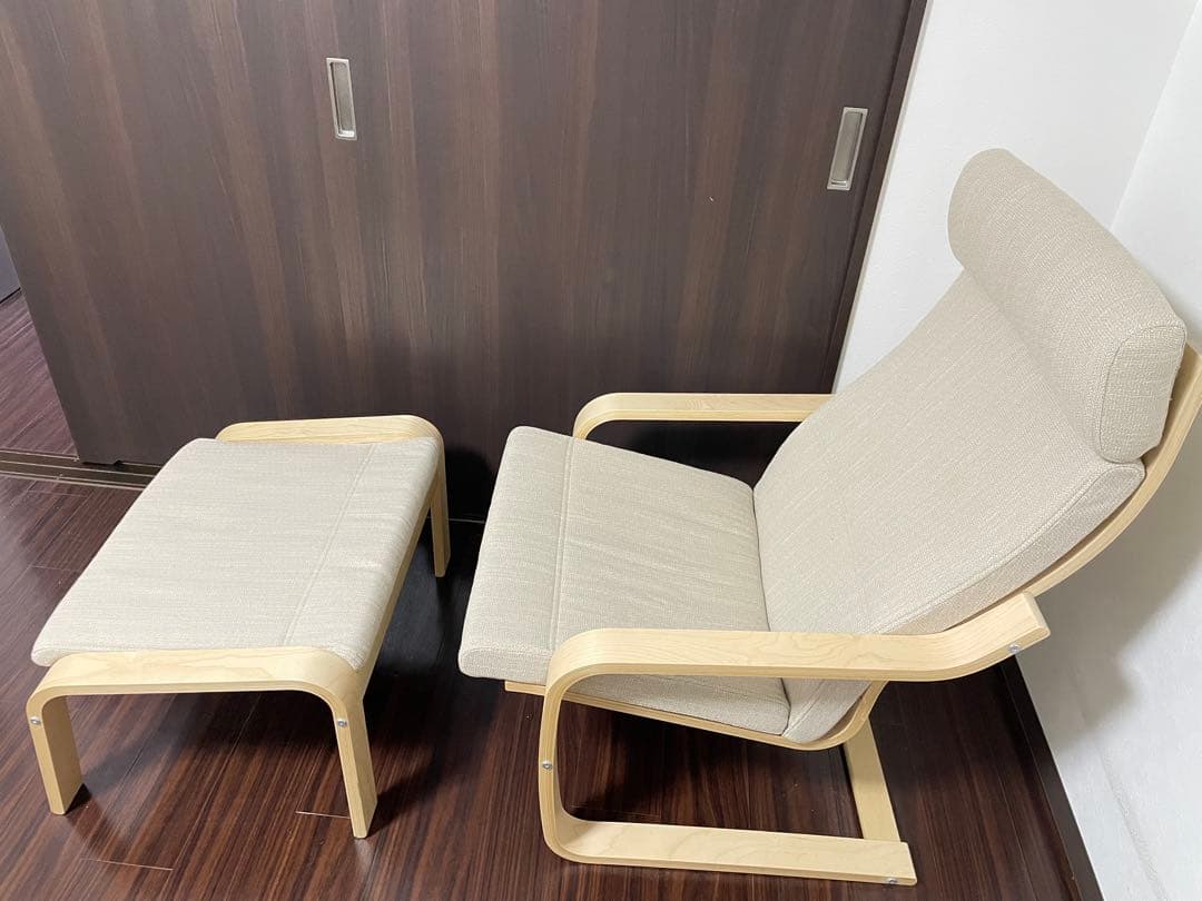 美品 IKEA ポエング オットマン付き 説明書（オンライン）＆六角レンチ付き