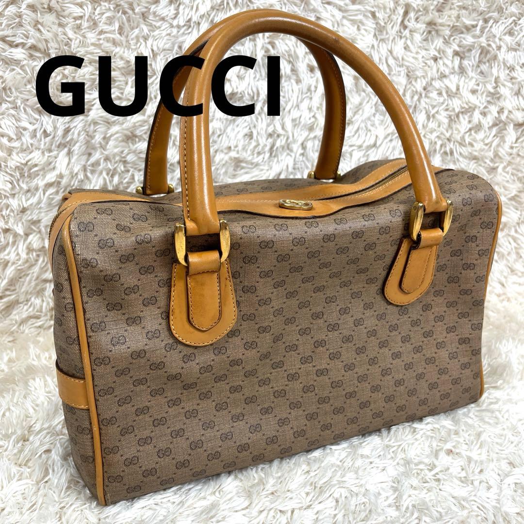 GUCCI グッチ　ミニボストンバッグ　ハンド　GG　金具　レザー　希少