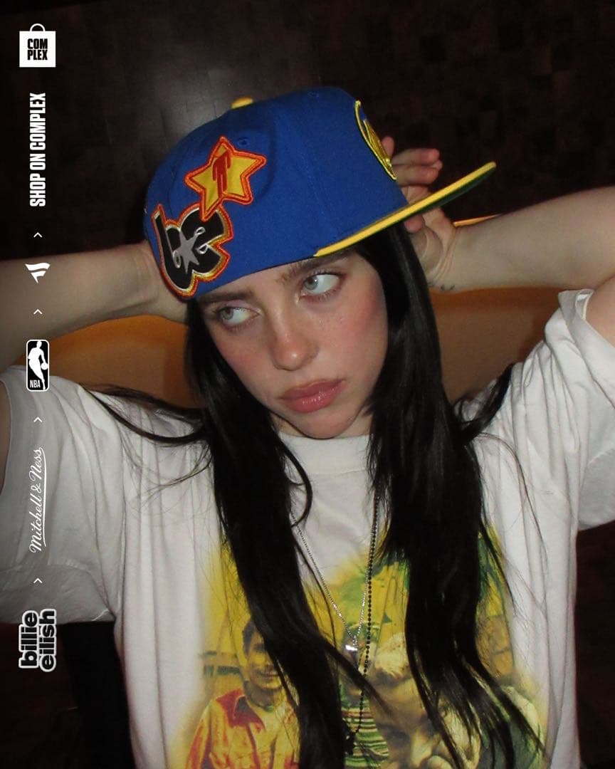 【完売品】ビリーアイリッシュ×ウォリアーズキャップMitchell & Ness