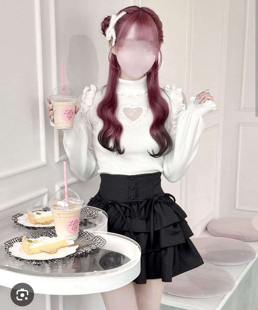 HONEY MEW ハニーミュウハートカットタートルニット ホワイト