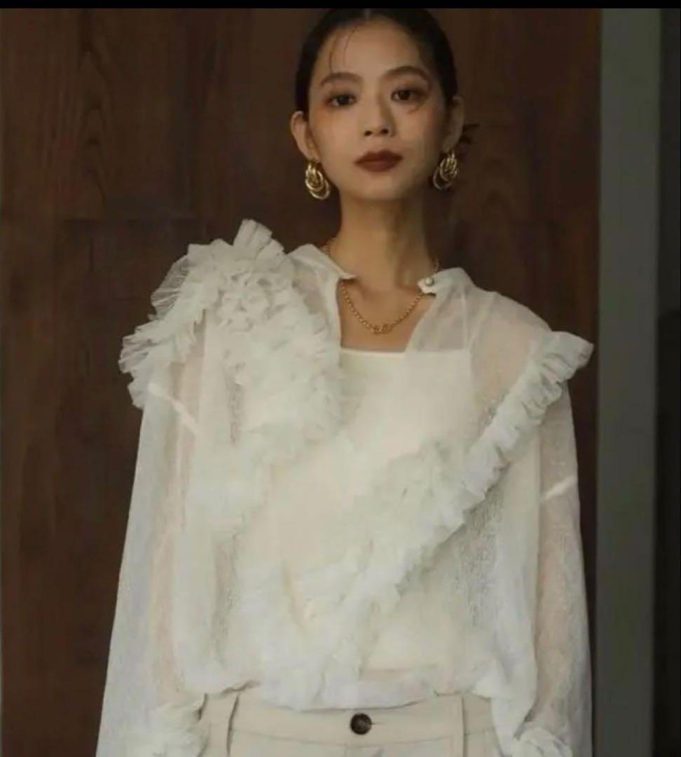 トップス Knuth Marf tulle design blouse /white