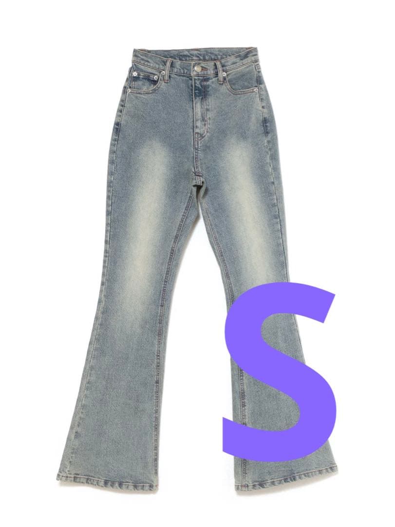 Mary logo flare denim blue beige サイズS
