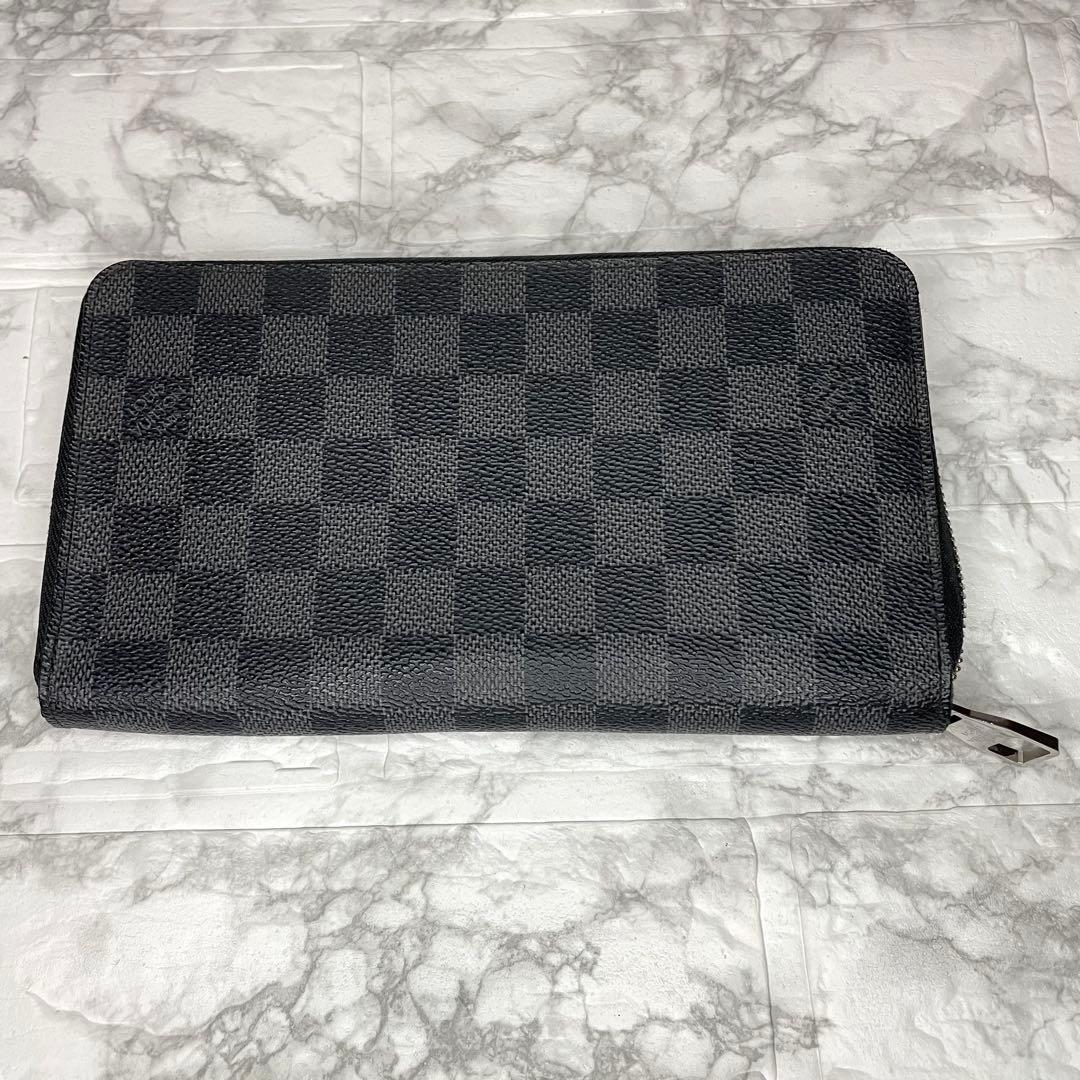【ジャンク品】ルイヴィトン ダミエ グラフィット 長財布ジッピー オーガナイザー LOUIS VUITTON（ルイ・ヴィトン） 【超美品】ルイヴィトン ダミエグラ