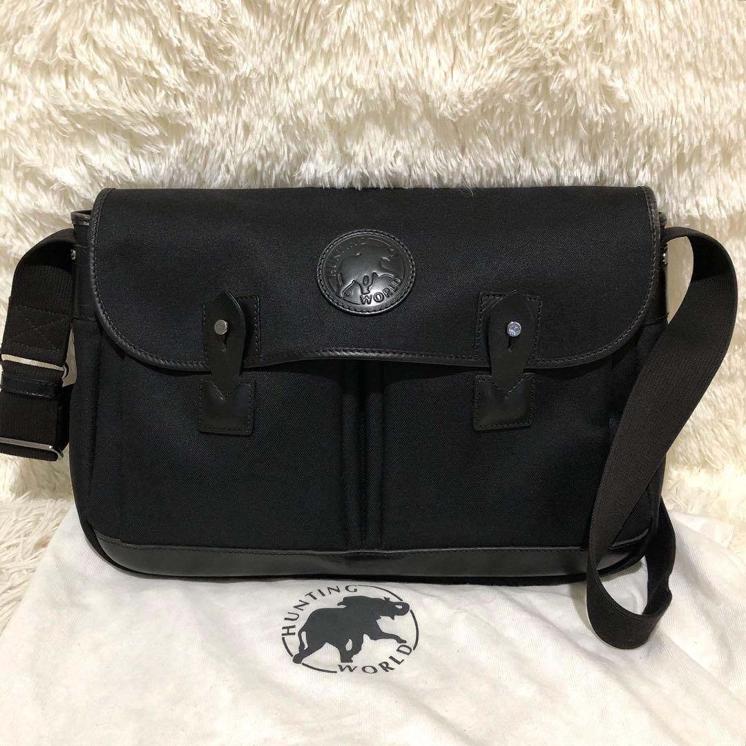 未使用☆ハンティングワールド ショルダーバッグ メッセンジャーバッグ ブラック 美品】ハンティングワールド サファリトゥデイ メッセンジャーバッグ
