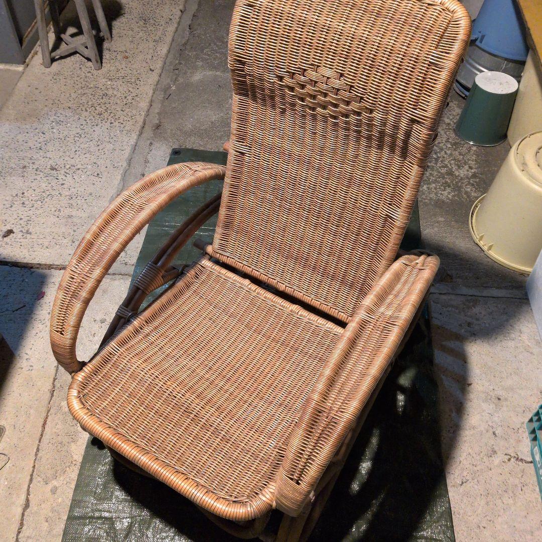 籐 ラタン リクライニングチェア 古道具 和モダン 昭和レトロ - メルカリ