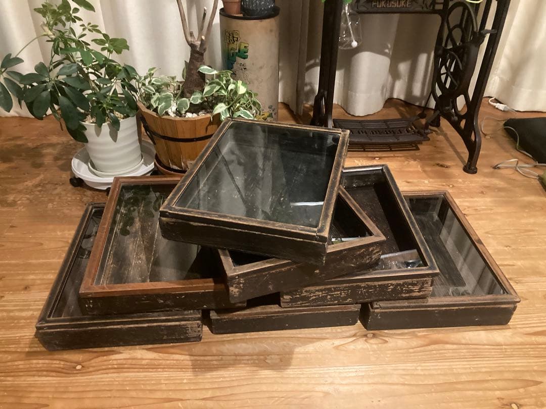 【まとめ買い歓迎】アンティーク　古い木製ガラスケース　お菓子ケース　収納箱　1台 古いガラス扉の箱 木製 ディスプレイ コレクション ケース 古道具