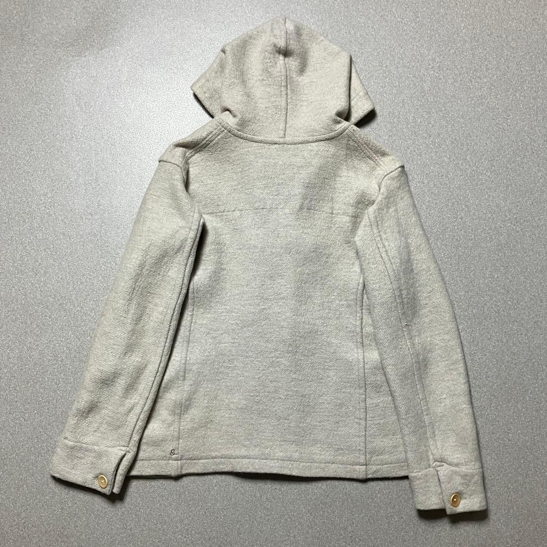 45r ウール100%】ダッフルコート ショート アイボリー 白 フード