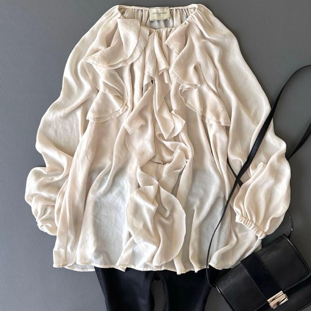 極美品 25SS♪ ユナイテッドアローズ ラッフルフリルブラウス 洗える ラッフルフリル ブラウス