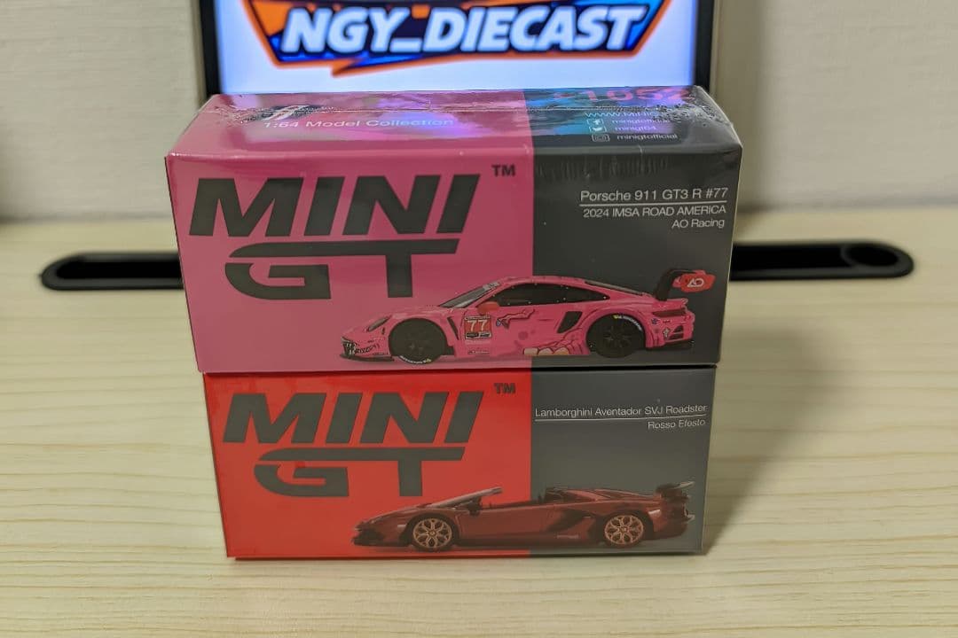 ミニカー MINI GT PORSCHE 911 & LAMBORGHINI SVJ