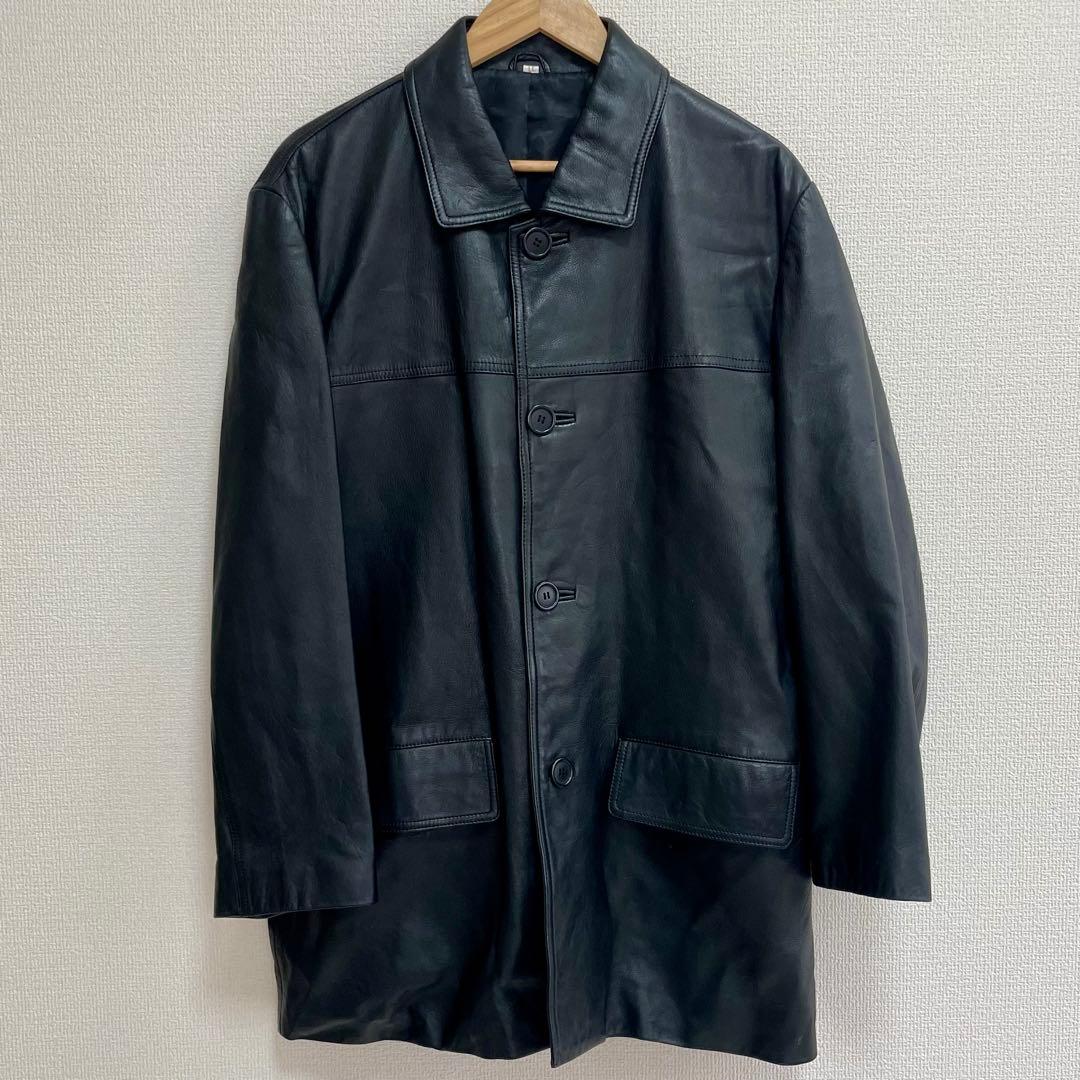 本革　シープレザーコート　カーコート　ブラック　羊革