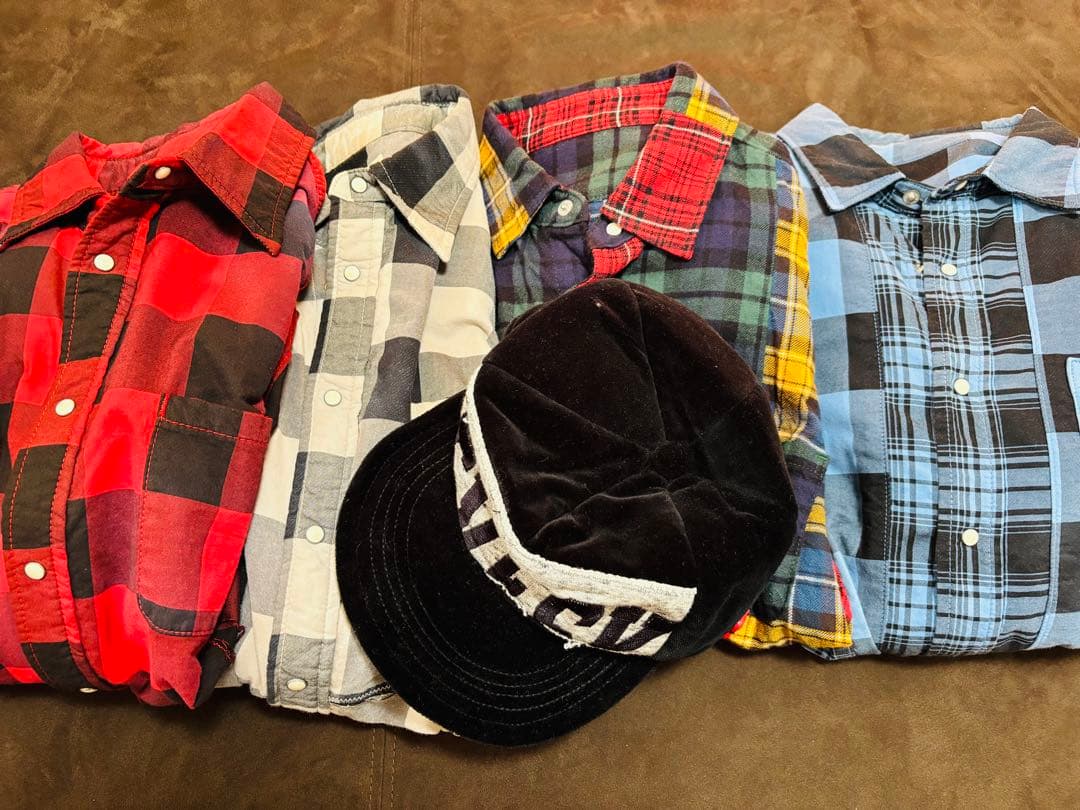 SEVESKIG チェックシャツ4点とベロア調キャップのセット 32e3fe20.png