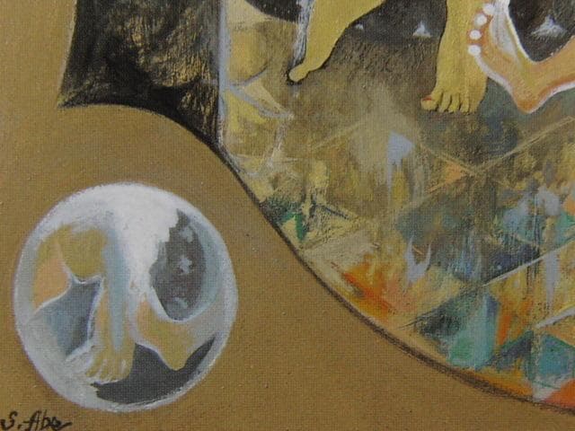 阿部盛有【鏡】希少な額装用画集より、状態良好、新品高級額装付