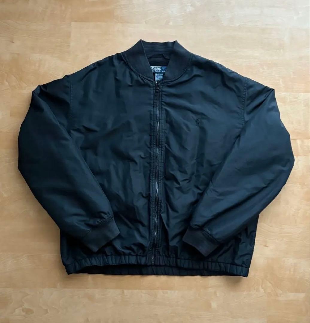 90s ラルフローレン　ボンバージャケット　ブラック　シェルドシンチラ　ma-1