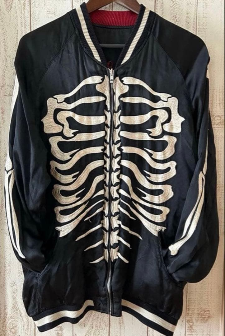 JUNKSTAR リバーシブル刺繍スカジャン スカル 骸骨 スケルトン Y2K