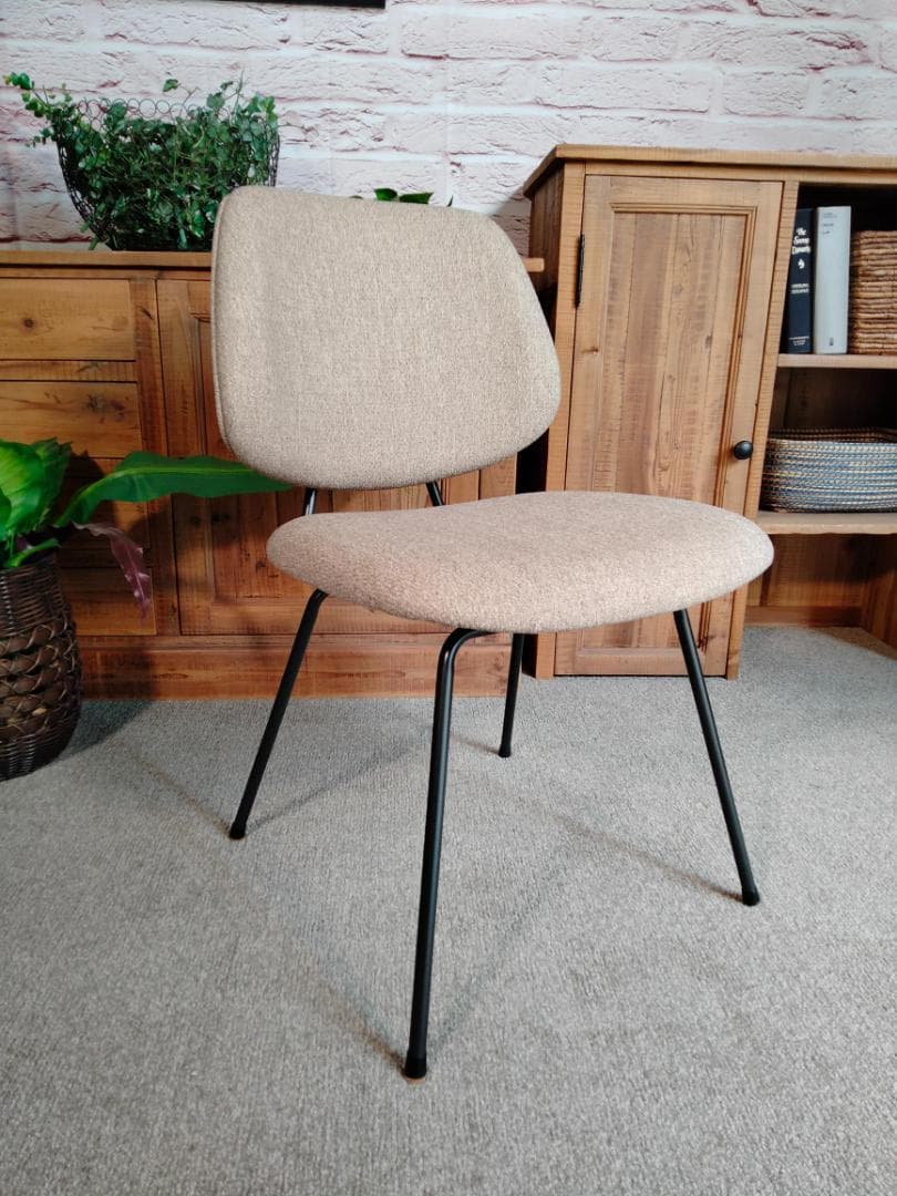 チェア1脚◆イス◆ファブリック◆ダイニング◆レトロ風　(GAK⑩)