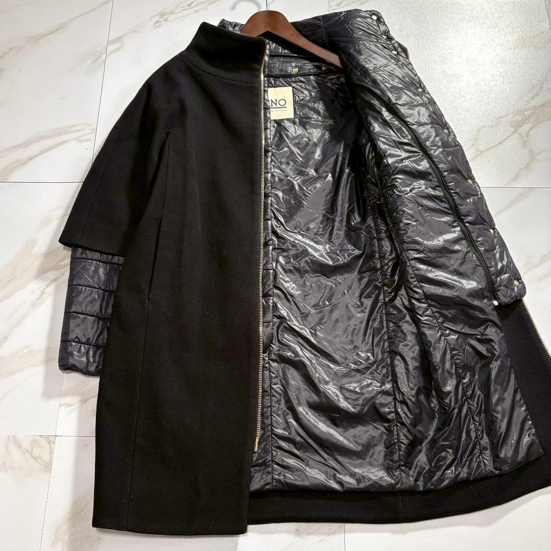 ヘルノ人気 2WAY レイヤードダウン コクーン ブラック 42