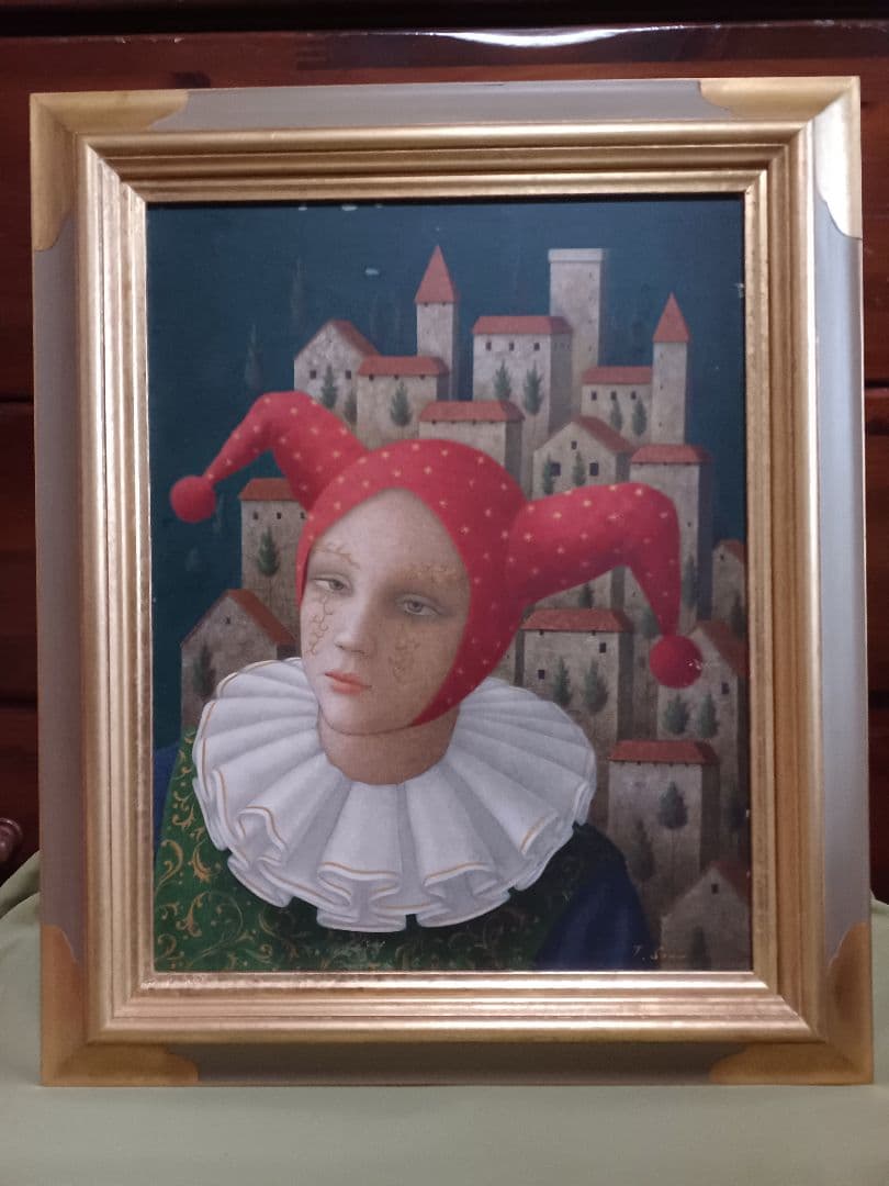 相馬武夫　「夜の秘話」　テンペラ画　F6号　幻想派 エルンスト・フックスに私淑