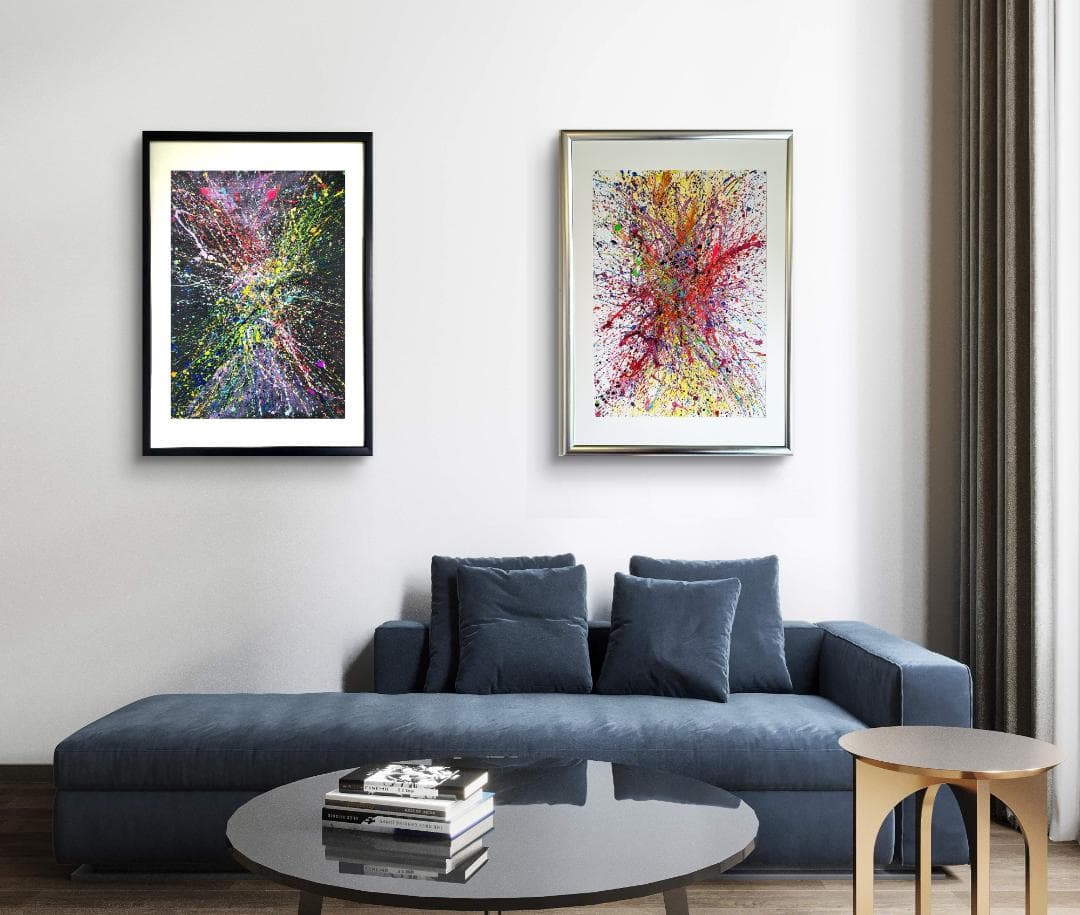 私たちの存在X 2枚セット/ 抽象画 77×56㎝ B2 額縁セット 原画のみ 私たちの存在X / 抽象画 77×56㎝ B2 額縁セット 原画1点のみ モダン