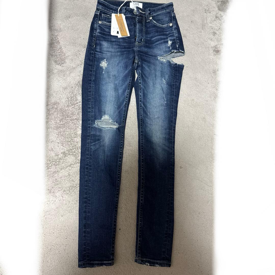 GYDAスキニーデニムパンツ SIDERIPPED ジェイダ GYDA SIDERIPPEDスキニーデニムパンツ （ブルー） -靴