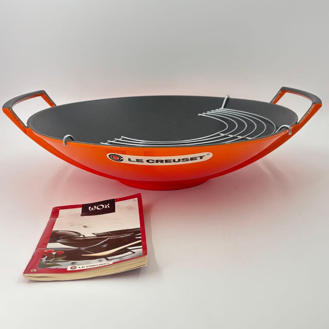 ル・クルーゼ 36cm ウォック オレンジ 鋳物 中華鍋 油切り 未使用 ル・クルーゼの鋳物ホーロー鍋が進化！耐久性が大幅アップ