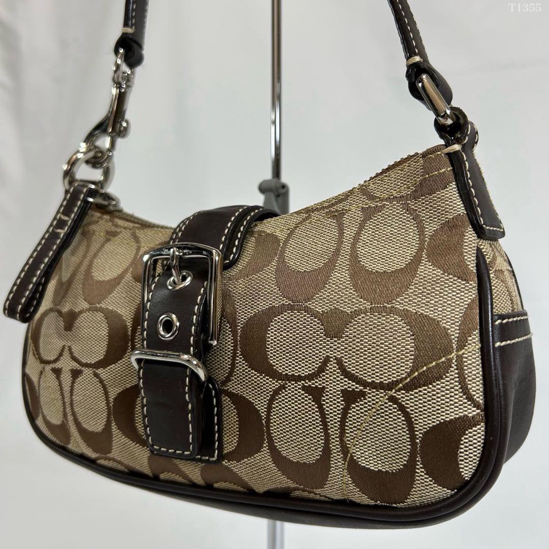 【極美品】コーチ 6362 ソーホー シグネチャー ワンハンドバッグ 肩掛け 茶