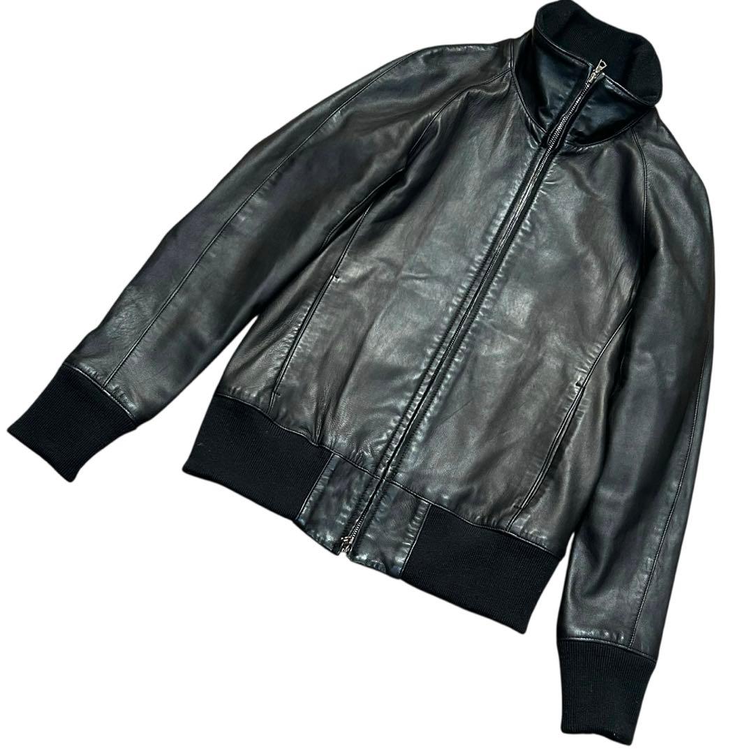 WJK ラムレザートラックジャケット ライダース 黒 S