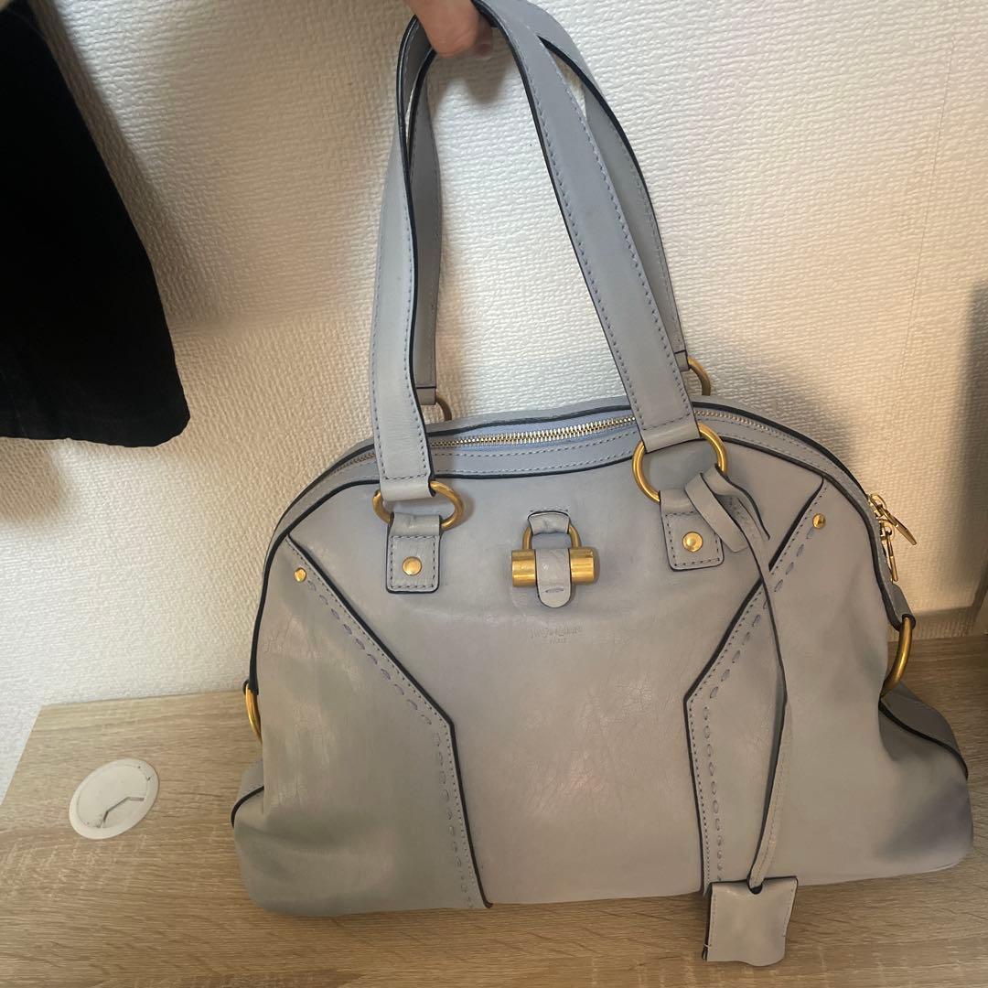 YSL イヴサンローラン レザーボストン ハンドバッグ ゴールド金具