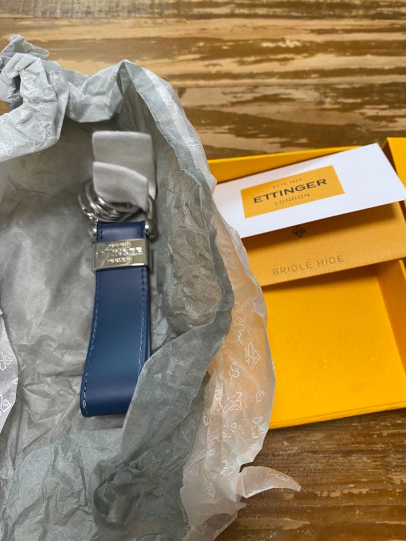 ETTINGER キーリング・キーホルダー 3連 紺色（NAVY）