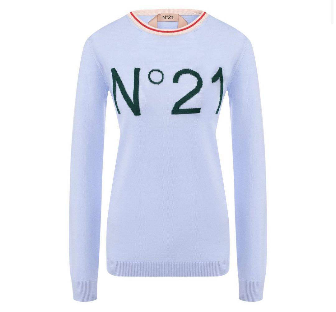 N°21 ロゴ入り長袖ニットセーター