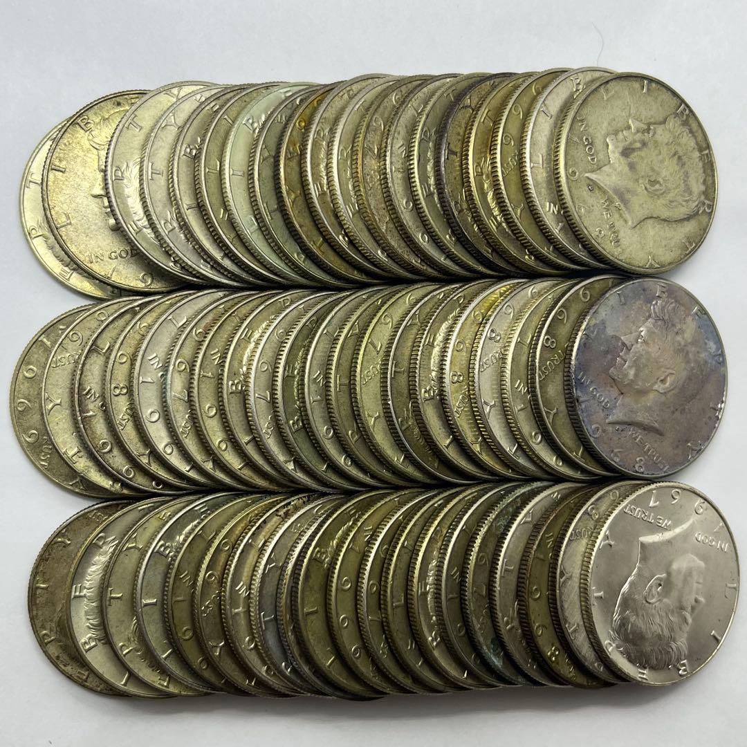 ケネディハーフダラー 50セント 1965年〜1970年 アメリカ銀貨 60枚 アメリカ銀貨】1965年 ケネディ ハーフダラー 50セント銀貨 銀40