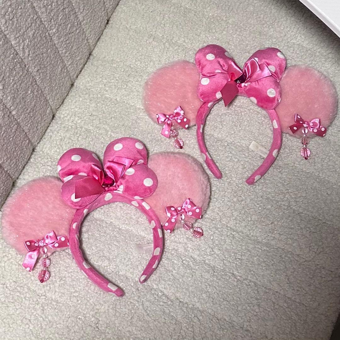 ディズニー ミニー カチューシャ ピンク イヤリング 2つセット ミニー カチューシャ ホワイト ピンク イヤリング ディズニー - メルカリ