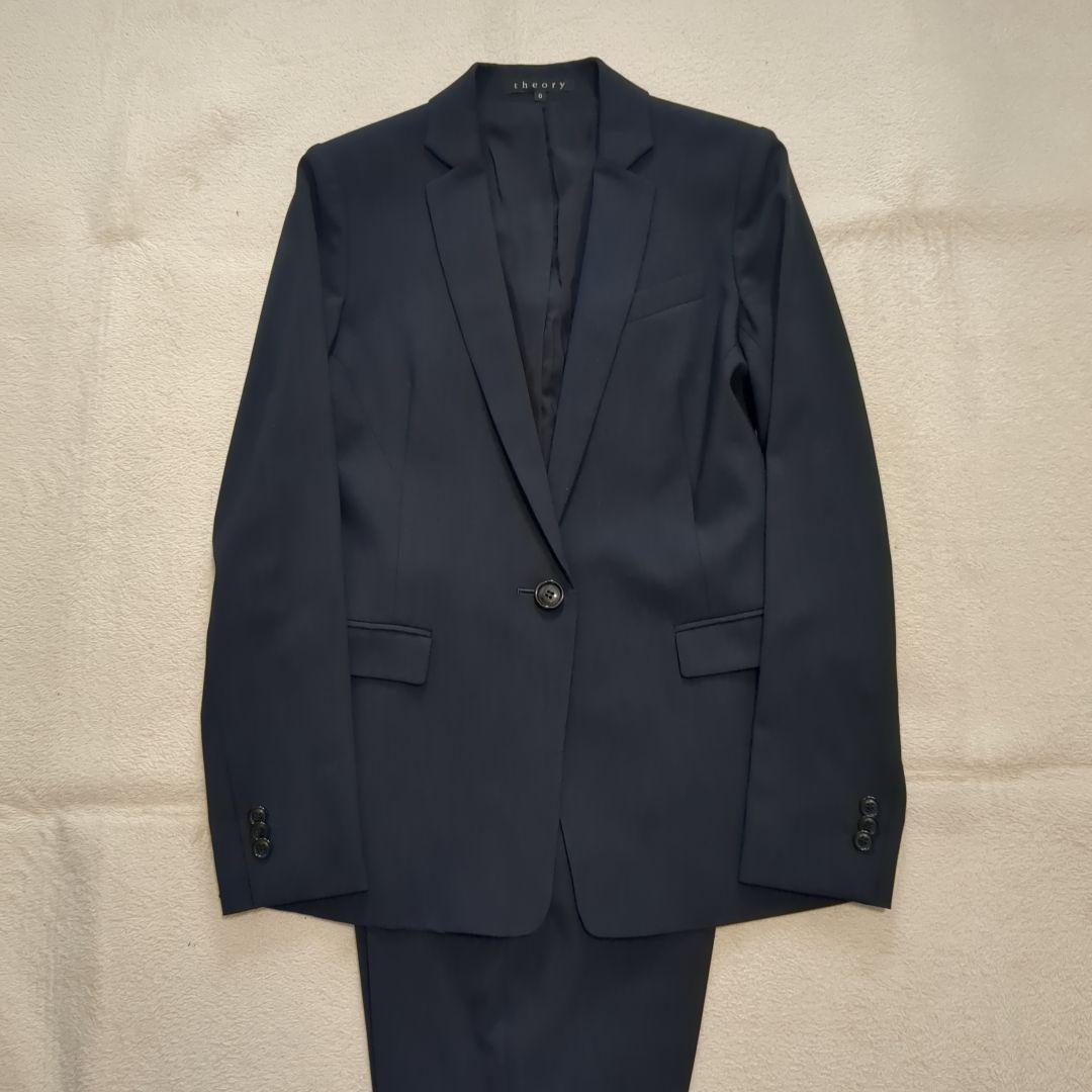 極美品 セオリー TAILER パンツスーツ セットアップ ネイビー 無地