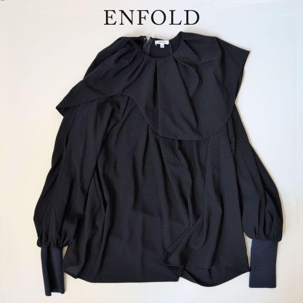 ENFOLD エンフォルド ウェーブカラー プルオーバー ネイビー 38