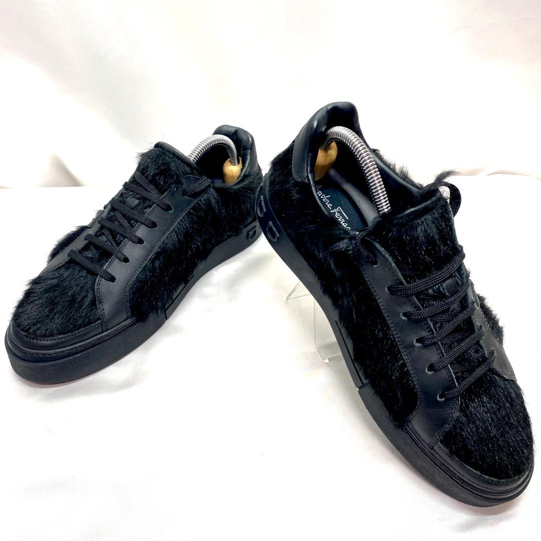 サルヴァトーレ フェラガモ ハラコ スニーカー ガンチーニ ブラック 7