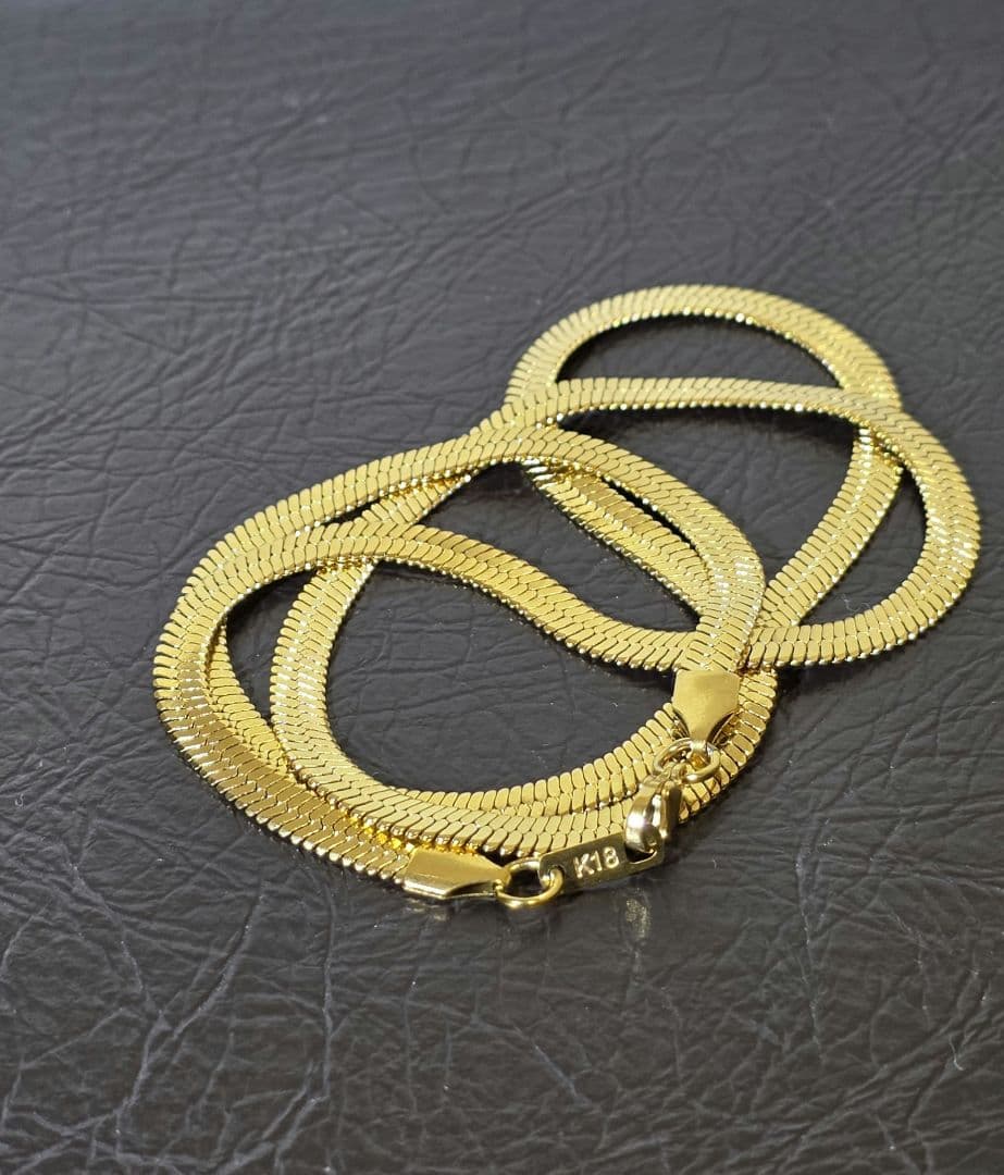 スネークチェーン60cm k18刻印あり　ゴールドフィルド加工 スネークチェーン60cm k18刻印あり ゴールドフィルド加工